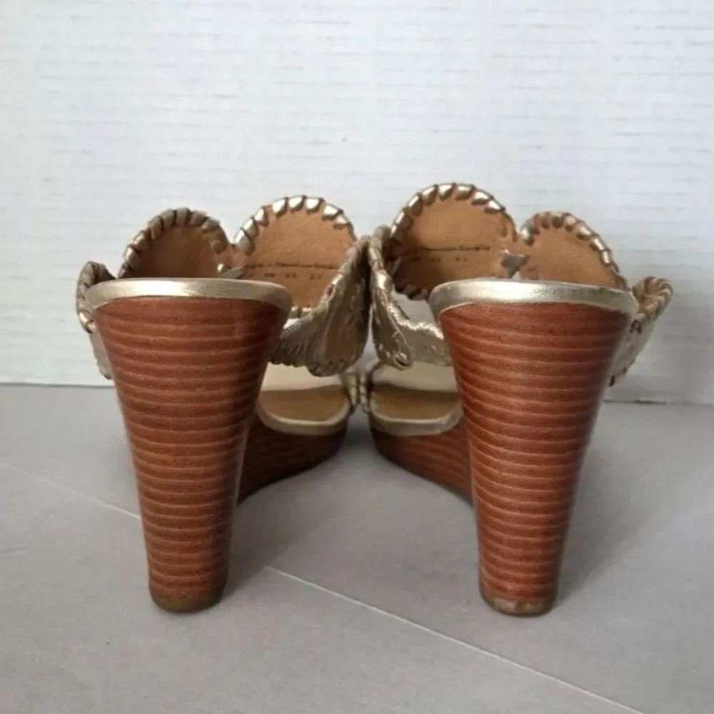 Jack Rogers Luccia Platinum Wedge Sandals Sz 9